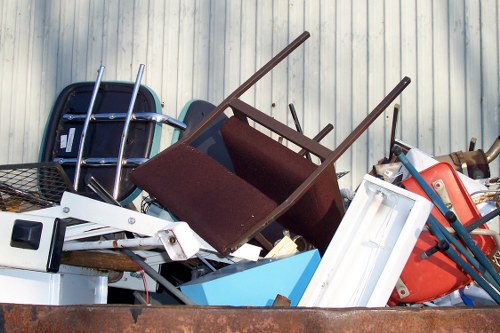 Professional team managing demolition waste